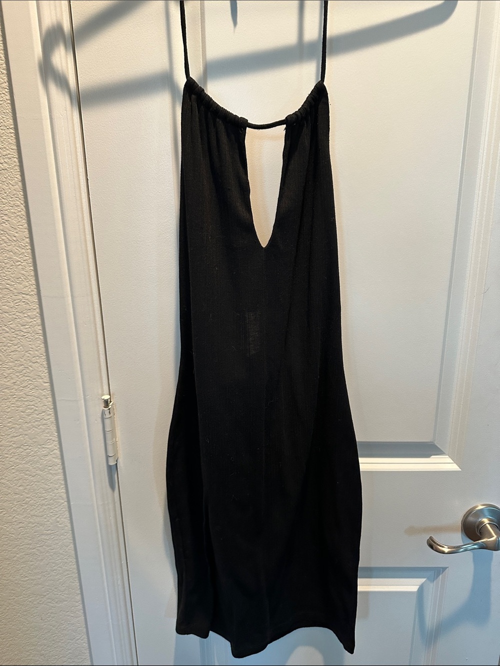 SHEIN Black Backless Halter Mini Dress